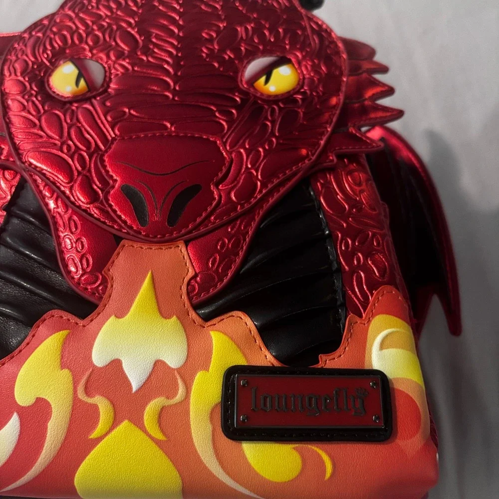 Loungefly Red Dragon Backpack BAM Exclusive Fire Breathing Metallic Mini NWT